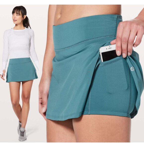 lululemon Play Off The Pleats Teal Blue Shorts Skorts size 4 - Picture 1 of 13
